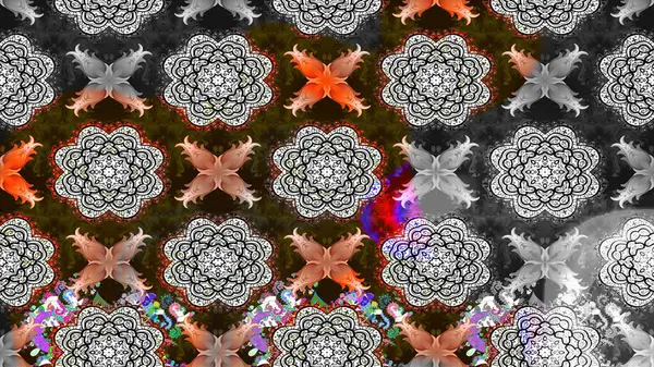 Modern çiçek arkaplanı. Halk tarzı. Parlak renkli çiçekleri ve gri renkli yaprakları olan harika bir çiçek deseni. Moda baskıları için zarif bir şablon.