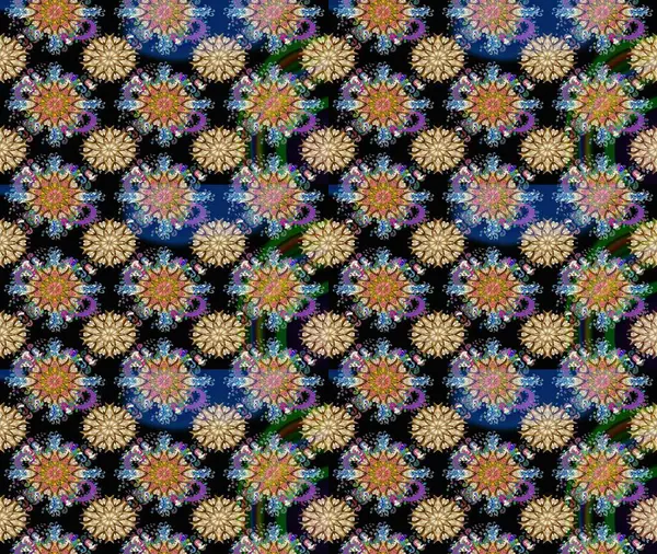 Raster illüstrasyonu. Çiçekli karalama şeklinde Raster çiçek deseni. Nazikçe, bahar çiçekleri siyah renklerde.