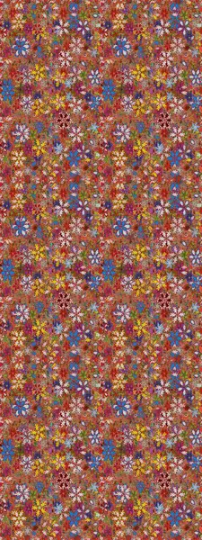 Şatafatlı bahar bahçesi dokusu. Çiçek deseni. Raster illüstrasyonu. Kahverengi ve kırmızı renkte çiçekler. Kahverengi ve kırmızı renklerde çiçeksiz.