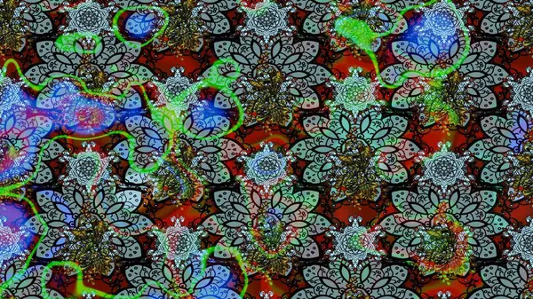 Mavi kıvırcık çiçekler mavi renkte şekillenir. Raster illüstrasyonu. Klasik çiçek tasarım elementleri.