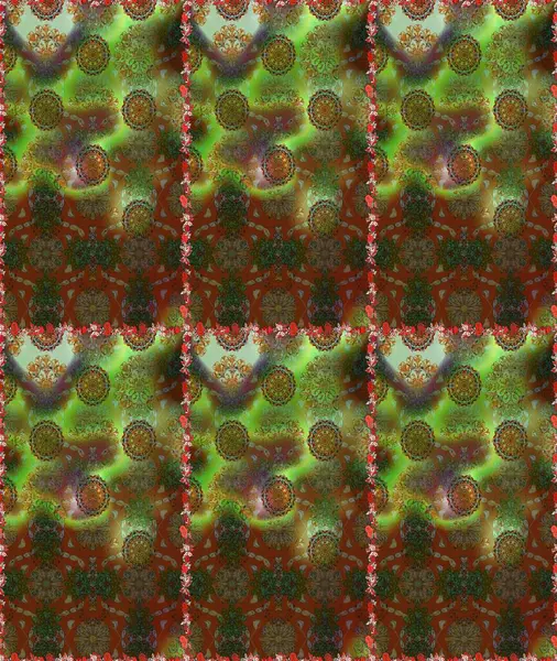 Tekstil ve kapak tasarımı için mükemmel. Doodle tarzı. Renkli kahverengi ve yeşil pürüzsüz desen. El çizimi dikişsiz sonbahar çiçekleri deseni. Kahverengi ve yeşil renkte çiçekler.