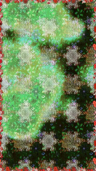 Tropik, dikişsiz çiçek deseni. Yeşil ve gri renkli çiçekler. Raster illüstrasyonu.