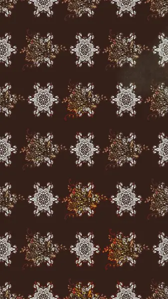 Raster illüstrasyonu. Raster illüstrasyonu. Çiçek desenli çizim. Kahverengi renkli çiçekler. Asya tekstil tarzında.