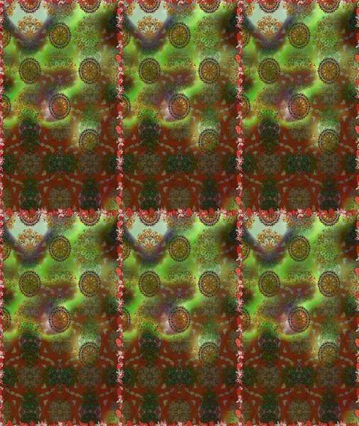 Tekstil ve kapak tasarımı için mükemmel. Doodle tarzı. Renkli kahverengi ve yeşil pürüzsüz desen. El çizimi dikişsiz sonbahar çiçekleri deseni. Kahverengi ve yeşil renkte çiçekler.