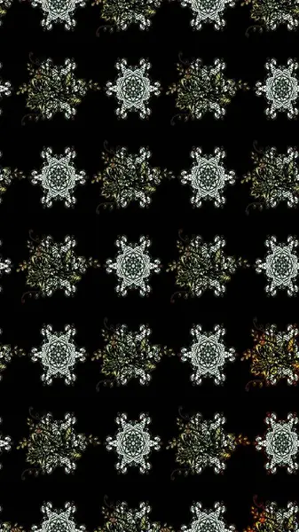 Renkli Bahar Teması eskiz kalıbı. Siyah renkli çiçekler. Sevimli çiçek raster deseni. Düz Çiçek Elementleri Tasarımı.