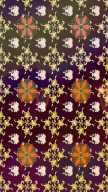 Kahverengi renkli çiçekler. Kumaş desenli papatya çiçekleri ayrıntıları.