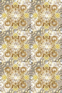 Klasik barok çiçekli, bej, nötr ve gri üzerine altın desenli. Lüks, kraliyet ve Viktorya dönemi konsepti. Süslü raster dekorasyonu. Bej, nötr ve gri renklerde altın element.
