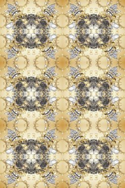 Bej, gri ve nötr renklerde geleneksel, klasik, altın, pürüzsüz desen. Barok tarzında kusursuz bir doğulu süsü..