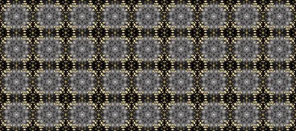 Kusursuz kraliyet lüksü, altın barok kumaş rengi. Altın antika ortaçağ dekoratifi, yaprakları ve altın desenli gri, siyah ve kahverengi renkte süslemeleri olan pürüzsüz bir desen..