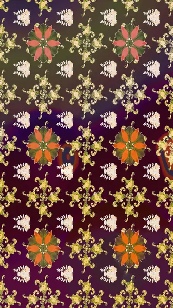 Kahverengi renkli çiçekler. Kumaş desenli papatya çiçekleri ayrıntıları.