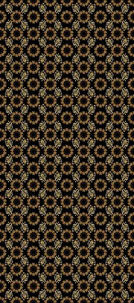 Raster Golden Mehndi kusursuz desen. Siyah, kahverengi ve bej renkli desen. Kına dövmeli süs çiçekleri, altın çıkartmalar, mehndi ve yoga tasarımı, kartlar ve parmak izleri..