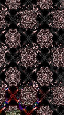 Düz Çiçek Elementleri Tasarımı. Süslü kumaş deseni. Renkli Bahar Teması eskiz kalıbı. Raster illüstrasyonunda çiçek deseni çizimi.