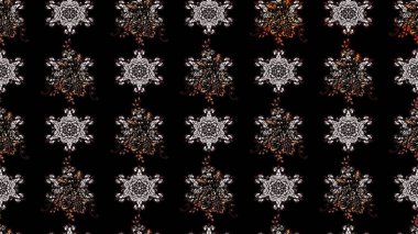 Çiçek desenli çizim. Renkli Bahar Teması eskiz kalıbı. Siyah renkli çiçekler. Düz Çiçek Elementleri Tasarımı. Asya tekstil tarzında. Raster illüstrasyonu.