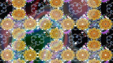 Çizgi çizimi kalıbı. Raster Moda kumaş deseni. Şirin çiçekler..
