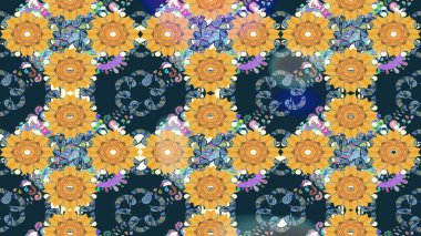Renkli Bahar Teması eskiz kalıbı. Raster güzel kumaş deseni çiziyor. Çiçek deseni. Düz Çiçek Elementleri Tasarımı.