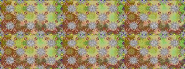 Suluboya kusursuz desen. Kahverengi ve nötr renklerdeki çiçekler suluboya tarzında. Çiçek izi.