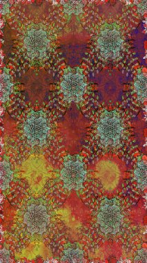 Raster illüstrasyonunda kusursuz çiçek deseni. Süslü kumaş deseni. Düz Çiçek Elementleri Tasarımı. Renkli Bahar Teması Kusursuz Arkaplan.