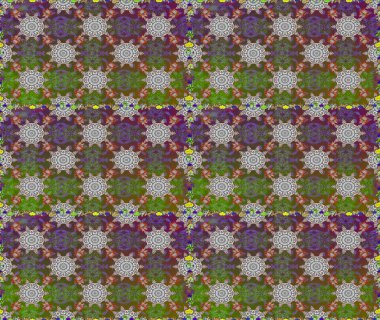 Çiçek deseni. Raster illüstrasyonu. Şatafatlı bahar bahçesi dokusu. Gri ve yeşil renklerde çiçeksiz. Gri ve yeşil renkte çiçekler.