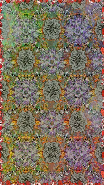 Klasik çiçek tasarımı elementleri. Gri ve kahverengi kıvırcık çiçekler gri ve kahverengi renklerde şekillenir. Raster illüstrasyonu.