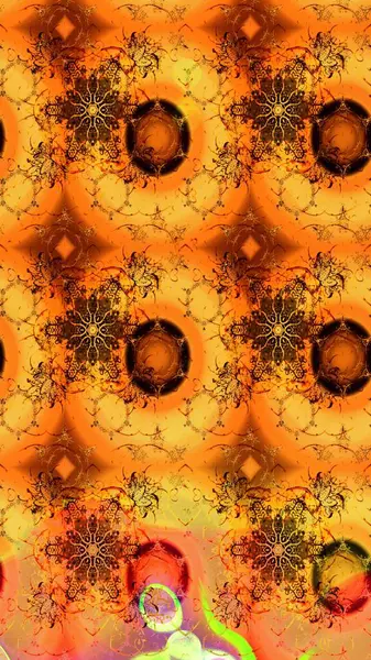 Turuncu renkli çiçekler. Raster illüstrasyonu. El çizimi çiçekli soyut çizim deseni.