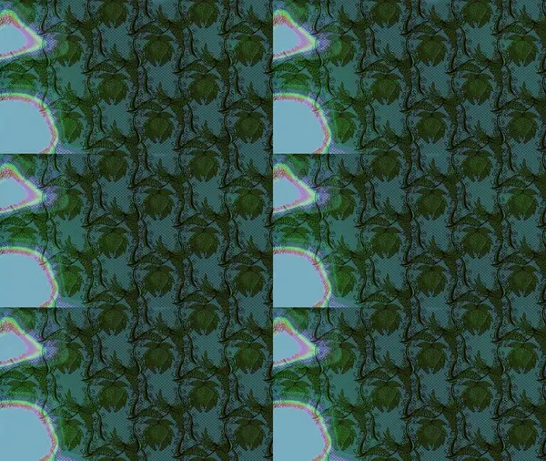 Hediye ambalaj kağıdı, tebrik kartları, posterler ve pankart tasarımı. Raster düz çiçek çizim deseni. Yeşil renkte çiçekler.