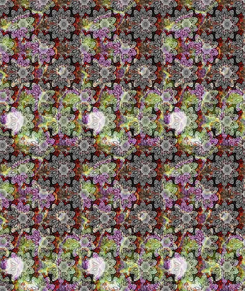 Raster illüstrasyonundaki çiçek desenli çizim. Gri renkli çiçekler.