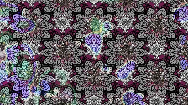 Raster illüstrasyonu. Tekstil veya kitap kapakları, imalat, duvar kağıtları, baskı, hediye paketi ve yapıştırma kitabı için çiçek eskizi geçmişi. Küçük ölçekli çiçeklerdeki basit sevimli desen.