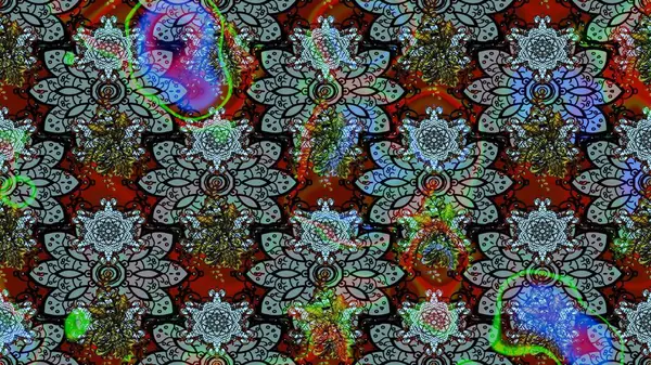 Raster illüstrasyonu. Eskiz arkaplan modeli. Suluboya, elle çizilmiş. Mavi yapraklı yabani çiçekler.