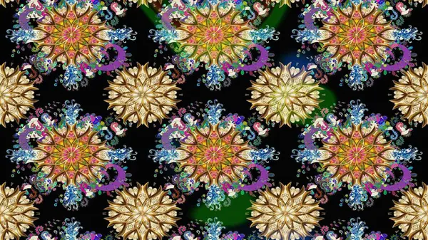 Siyah renkli bitkilerden oluşan parlak çiçekli çizim deseni.