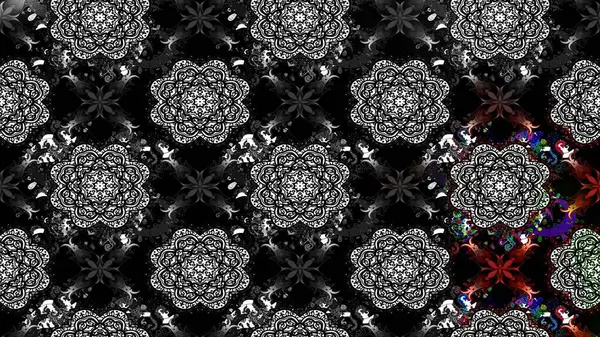 Hint çiçek liyada madalyon deseni. Etnik Mandala süsü. Tekstil, tebrik kartı, boyama kitabı, telefon kılıfı baskı için kullanılabilir. Raster Kına dövme tarzı.