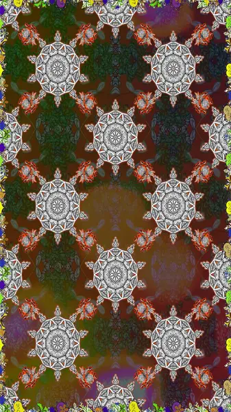 Raster illüstrasyonu. Suluboya tarzında kahverengi ve gri renklerde. Pürüzsüz bahar deseni ve küçük çiçekler.