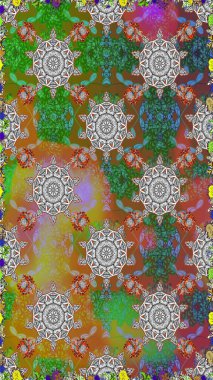 Şirin çiçekler. Satır seamless modeli. Rasterleştirme Trendy kumaş deseni.