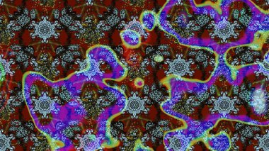 Raster deseni. Bahar çiçekleriyle desen dalla, kahverengi renklerle çiçek siluetiyle.