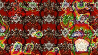 Raster illüstrasyonu. Chichi 'nin kumaş kalıbını çiz. Renkli Bahar Teması eskiz kalıbı. Çiçek deseni. Düz Çiçek Elementleri Tasarımı.