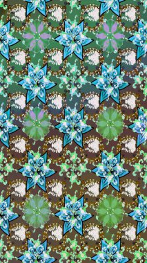 Renkli Bahar Teması eskiz kalıbı. Güzel kumaş deseni. Raster illüstrasyonu. Düz Çiçek Elementleri Tasarımı. Asya tekstil tarzında. Çiçek desenini çiz.