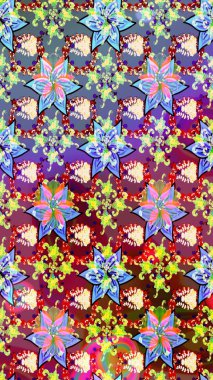 Gömlek, arka plan modelini çiz. Tropik çiçekler. Tarafsız ve kırmızı renkte çiçekler.