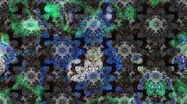 Gri renkli bitkilerden oluşan parlak çiçekli çizim deseni.