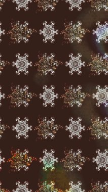 Raster Floral Illustration, Asyalı tekstil. Kahverengi renkli etnik çiçeklerle zarif bir eskiz deseni..