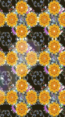 Sarı renklerde. Sarı renkli sarı papatya deseni. Raster illüstrasyonu.