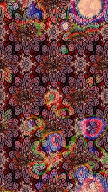 Çiçekli karalama şeklinde Raster çiçek deseni. Kahverengi renkli çiçekler. Nazik, sevimli çiçek arkaplanı..