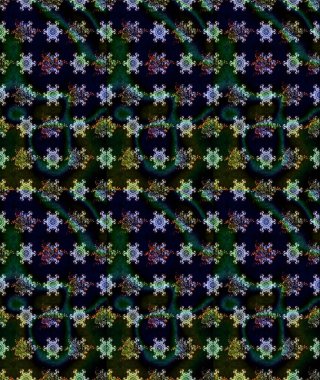 Çiçek desenli çizim. Raster illüstrasyonu. Asya tekstil tarzında. Siyah renkli çiçekler. Raster illüstrasyonu.