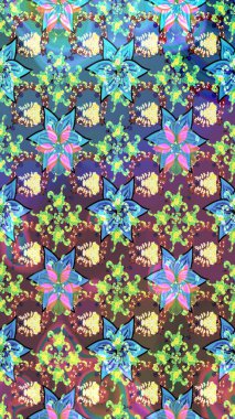 Düz Çiçek Elementleri Tasarımı. Eskiz klasiği. Raster Şirin kumaş deseni. Renkli Bahar Teması çizim şablonu.