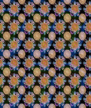 Raster illüstrasyonundaki çiçek desenli çizim. Mavi renkli çiçekler. Renkli Bahar Teması eskiz kalıbı. Düz Çiçek Elementleri Tasarımı.