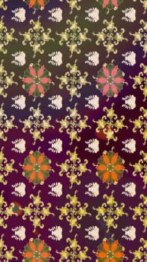 Renkli Bahar Teması eskiz kalıbı. Düz Çiçek Elementleri Tasarımı. Kahverengi renkli çiçekler. Raster illüstrasyonu. Çiçekli çiçek deseni, suluboya..