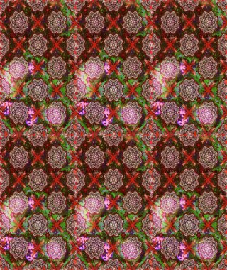 Raster illüstrasyonu. Çiçek. Kusursuz dekoratif arka plan, çiçek mandala. Kahverengi ve nötr renklerde.