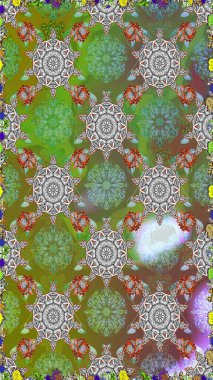 Anti-stres için soyut örnek sayfası. Yeşil ve gri renklerde. Raster illüstrasyonu.