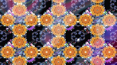 Turuncu renkli çiçekler. Raster illüstrasyonu. Çizim çiçek deseni duvar kağıdı için kullanılabilir.