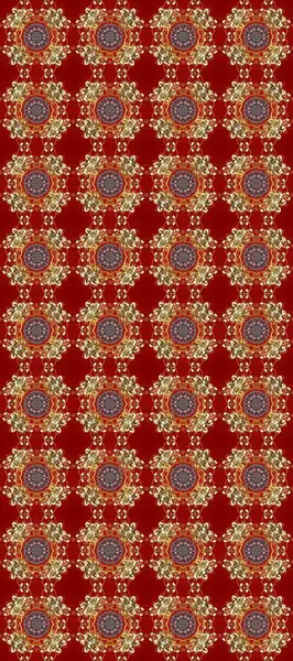 Kusursuz altın desen. Altın elementlerle bej, kırmızı ve kahverengi renklerde kusursuz desen. Raster doğulu süsü.