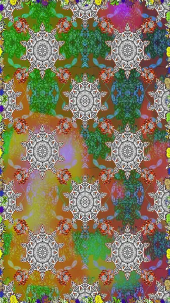 Şirin çiçekler. Satır seamless modeli. Rasterleştirme Trendy kumaş deseni.