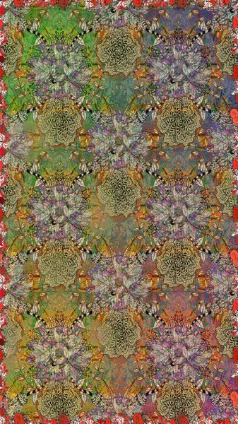 Kusursuz etnik tasarım. Yatak çarşafları, ceket, paket tasarımı, kumaş ve moda kavramları için tekstil baskısı. Çiçekleri, deniz kabukları, mandalaları ve suluboya efektleri olan deniz altyapısı.